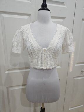Dolls Kill Sugar Thrillz Our Love Song Short Sleeve Blouse Shrug Button up Top S
